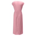 thumbnail image 4 of UPPADA Robe Longue Maxi Sans Manches à Col Rond pour Femme, Unie, avec Poches, en Lin, Ample et Grand, Style Caftan, 4 of 6