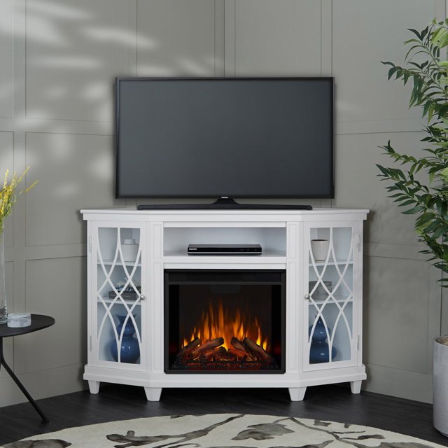 Real Flame Lynette 129.5 cm (51 in.) Media Corner Fireplace White
