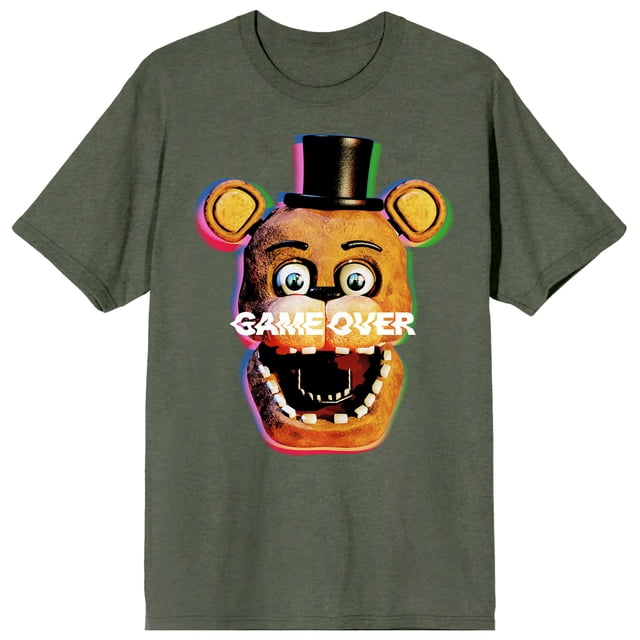 Five Nights at Freddy's "Game Over" Freddy Fazbear Adult Sage Green Short Sleeve Tee-Medium