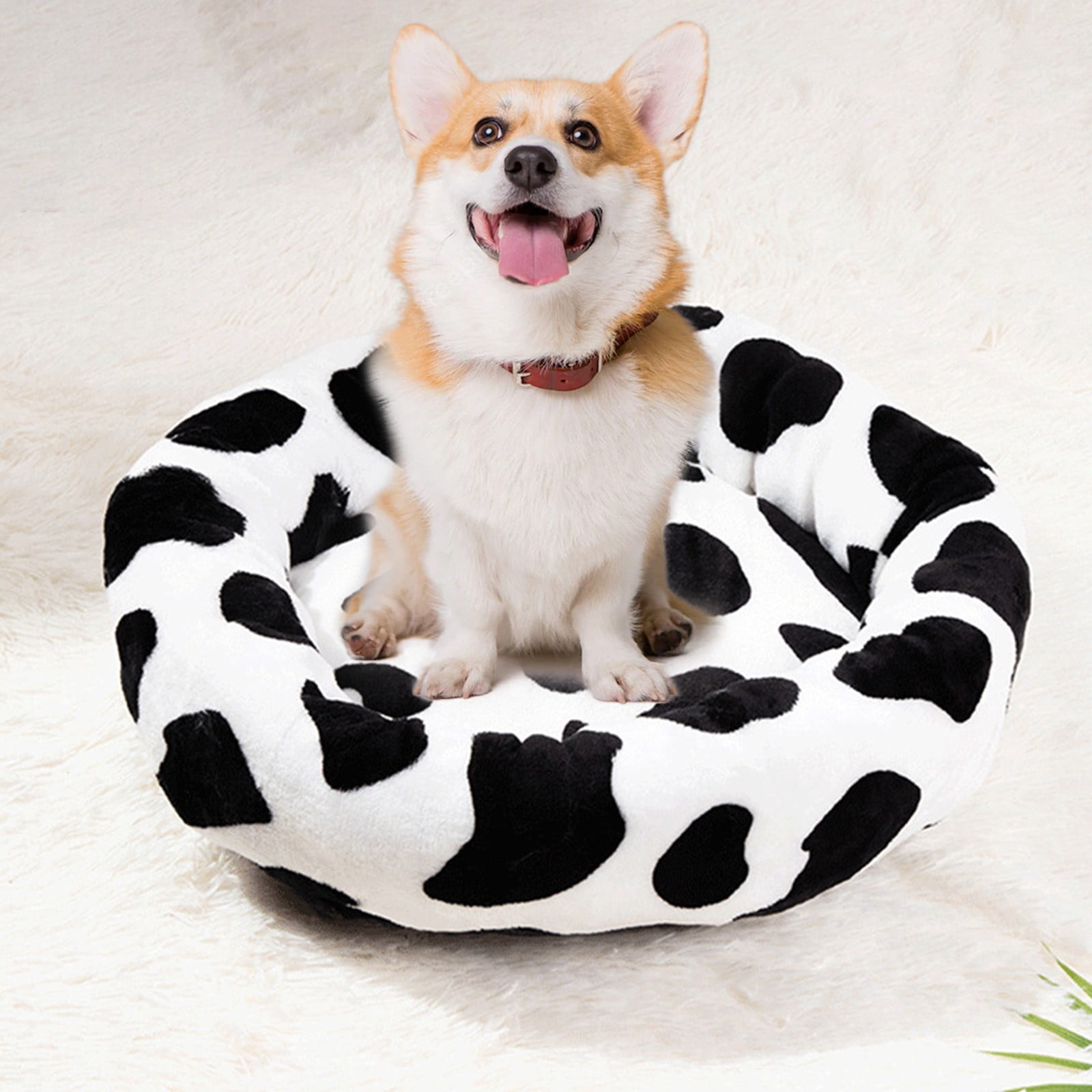 TopLLC Pet Kennel New Cow Dog Kennel Winter Warm Dog Mat Sleeping Mat Nest Cat Bed