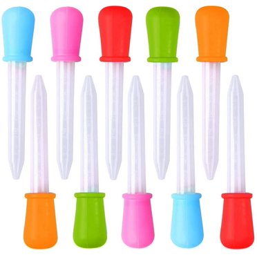 Woeilo 10 Pcs Compte-Gouttes Liquides, 5 ml Compte-Gouttes en Silicone et Plastique Pipettes Pipette pour Moules à Bonbons Moule à Chocolat Gélifié Artisanat Multicolore