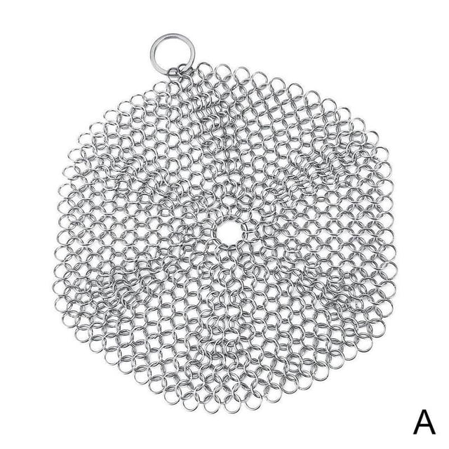 Steel Cast Iron Pot Cleaner Chain Mail Scrubber Cookware Kitchen Tool J2A2