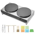 thumbnail image 1 of KFFKFF Dual Crepe Station, 16" Electric Model, 3400W Power, Smooth Stainless Surface for Pancakes, Circular Design, Desktop Use, Adjustable Heat, 1 of 9