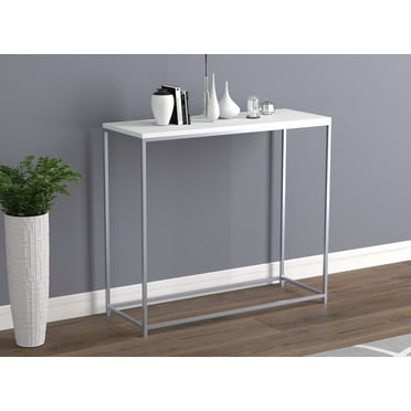 Safdie & Co. Table Console 31L Blanche Métal Argent