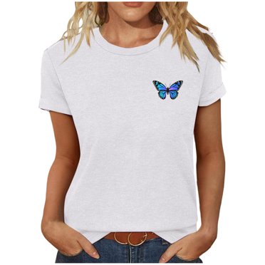 Savings Clearance! BEFOKA Womens Plus Size Tops Clearance,Summer Casual Blouse T-shirt for Womens,Women‘s Printed Round Neck Short Sleeved T-shirt Short Sleeved Round Neck Topshirt