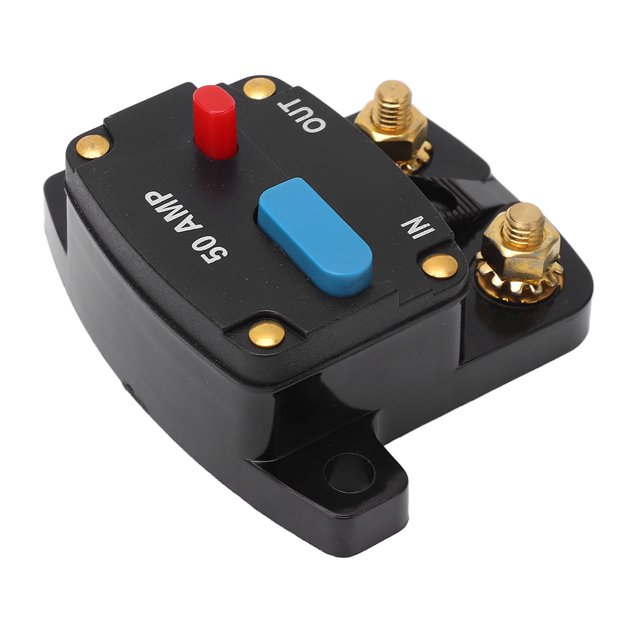 Audio Fuse Breaker Inverter, Heavy Duty Manual Reset Car Stereo Fuse Holder Wear Resistant Pressure Resistant For Audio Stereo System 50A