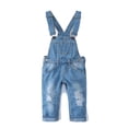 thumbnail image 1 of KIDSCOOL SPACE Salopette en Jean Mignonne Coupe Ajustée Déchirée pour Petite Fille Garçon, 12-18 Mois, 1 of 6