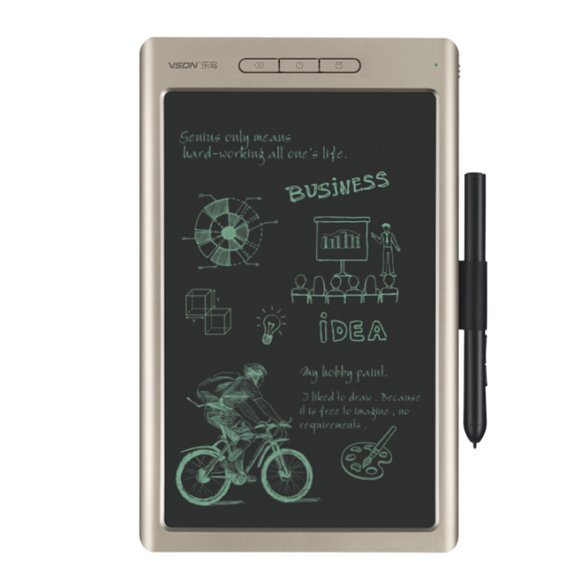 VSON 8192 Levels Pressure Sensitivity Graphics Drawing Tablet with 215x135mm Active Area, BT+USB Connection, 1000mAh Battery, Battery-Free Pen & 3 Nibs Included - Gold/White/Grey Optional Smart
