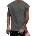 thumbnail image 1 of BADHUB Mens Workout Hooded Tank Tops Drawstring Muscle Stretch Sleeveless Solid Color Shirts Loose Gym Vest Clearance Gray XL, 1 of 7