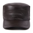 thumbnail image 2 of Men Cowhide Hat Winter Warm Outdoor Protect Ear Real Leather Adjustable Baseball Cap ,Fashion, 2 of 4
