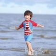 thumbnail image 2 of MIASHUI Boys One Piece Swimsuits Dinosaur Rash Guard Swimwear with Swimming Cap,Watermelon Red,1-2 Years, 2 of 6