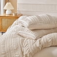 thumbnail image 4 of JOLUSERE Khaki Soft Breathable Striped Textured Duvet Cover Bedding Queen Size, 4 of 9