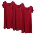 thumbnail image 1 of Timegard Robe de Nuit pour Femmes Pyjama 3 Pcs Col Rond Manches Courtes Ample Confortable Mi-Longue Robe de Maison, 1 of 3
