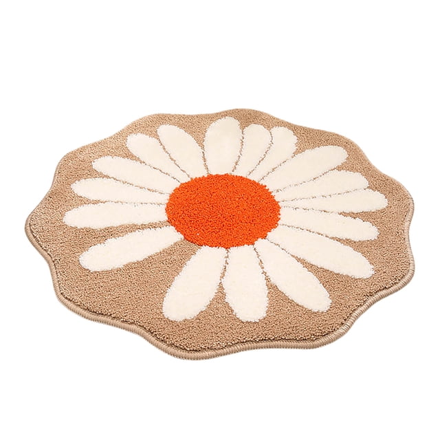 Flower Carpet Bathroom Mat Washable Soft Decorative Area Rug for Living Room Entrance Polyester Fiber Home