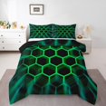 thumbnail image 2 of Erosebridal Chic Honeycomb Comforter Sets Queen Size, Lime Green Comforters & Duvets, Abstract Geometry Decor, Reversible, 2 of 8