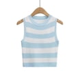 thumbnail image 3 of Dealovy Débardeurs pour Femmes Été Côtelé Court Ajusté Rayé Sans Manches Col Rond T-Shirts, 3 of 4