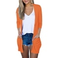 thumbnail image 1 of AherBiu Womens Cardigan Tops Long Sleeve Open Front Mid-Long Outwear with Pockets Spring Clothes, 1 of 6