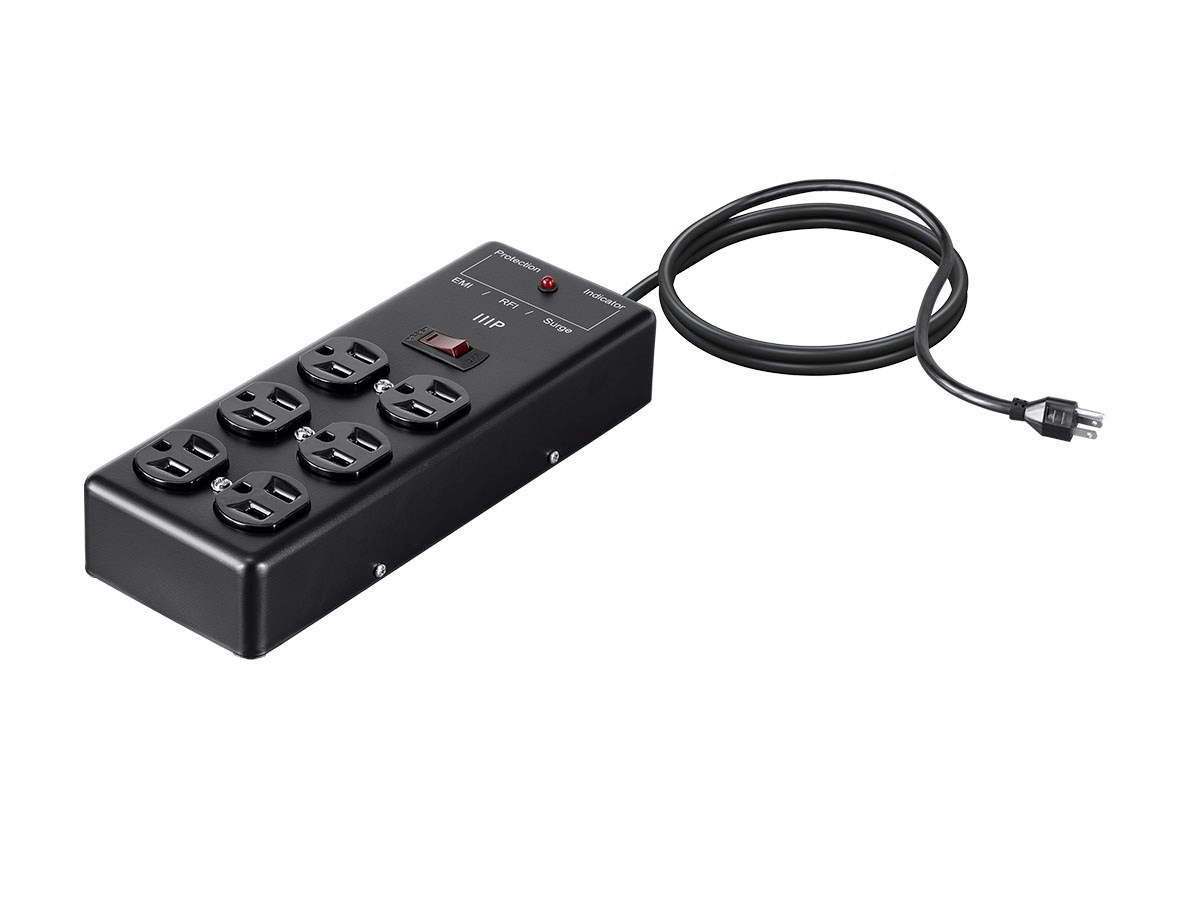 Monoprice Heavy Duty 6 Outlet Metal Surge Protector Power Box - Black, with 6 Feet Cord, 540 Joules, UL Certified, Overload Protection, For Home, Office, Travel, Dorm