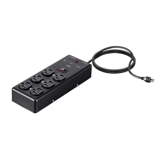Monoprice Heavy Duty 6 Outlet Metal Surge Protector Power Box - Black, with 6 Feet Cord, 540 Joules, UL Certified, Overload Protection, For Home, Office, Travel, Dorm