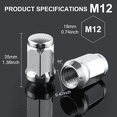 thumbnail image 2 of Écrous de Roue M12x1.5, Conception Monobloc, Écrous de Roue Bombés Couleur Gland, 2 of 5