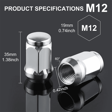 M12x1.5 Wheel Lug Nuts, One-Piece Design Bulge AcornChrome Lug Nuts
