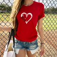 thumbnail image 4 of Cadeau de Saint-Valentin pour Femmes Mode Imprimé Col Rond Manches Courtes T-shirt Blouse Hauts Amples, 4 of 6