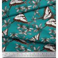 thumbnail image 2 of Soimoi Green polyester Crepe Fabric Flower & Butterfly Print Fabric by Yard 42 Inch Wide, 2 of 5