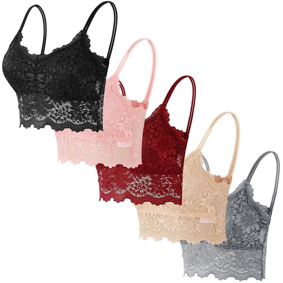 Brnmxoke Lace Bralettes Women Halter Summer No Underwire Lace Camisole Bras with Thin Shoulder Straps Padded Soft Chest Wrap Push up Bras Black,M