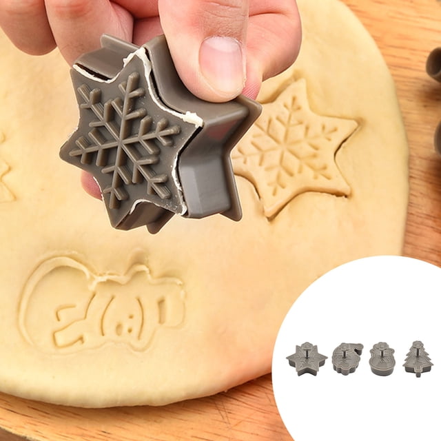 Amzcrzy Christmas Decorations, Christmas Cookies Cake Molds Cookies Molds 4 Pcs Set DIY Baking Cookies Molds Cakes Flipping Tools Pie Molds Suitable For Home Kitchens Cookies Molds