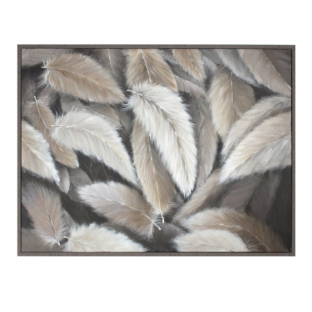 Plume Peinte à la Main sur Toile avec Cadre Peinture