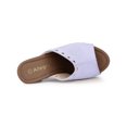 thumbnail image 4 of BLISSFUL STEP Chaussures pour Femmes à Plateforme à Talons Épais à Bout Ouvert à Rivets en Faux Suède Sandales à Enfiler Violet 8,5, 4 of 7