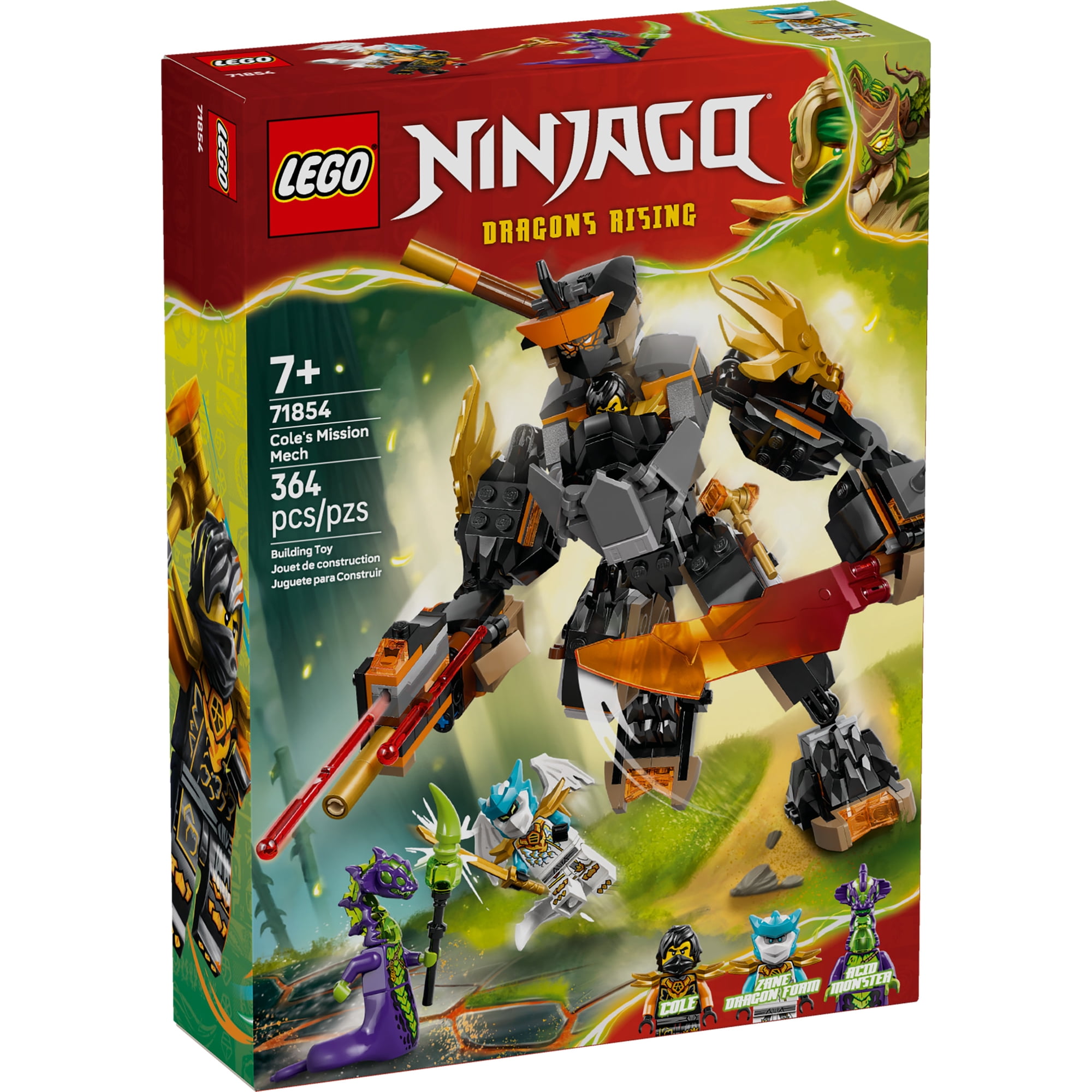 LEGO NINJAGO Cole's Mission Mech & Dragon Zane Building Toy for