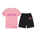 thumbnail image 4 of FAOWME T-Shirt Enfant Imprimé Lettres Colorées Col Rond Manches Courtes pour Filles Garçons T-Shirts Tee Tops Rose 4-5 Ans, 4 of 4