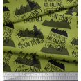 thumbnail image 2 of Soimoi Green polyester Crepe Fabric Mountains & Text Decor Fabric Printed Yard 52 Inch Wide, 2 of 5
