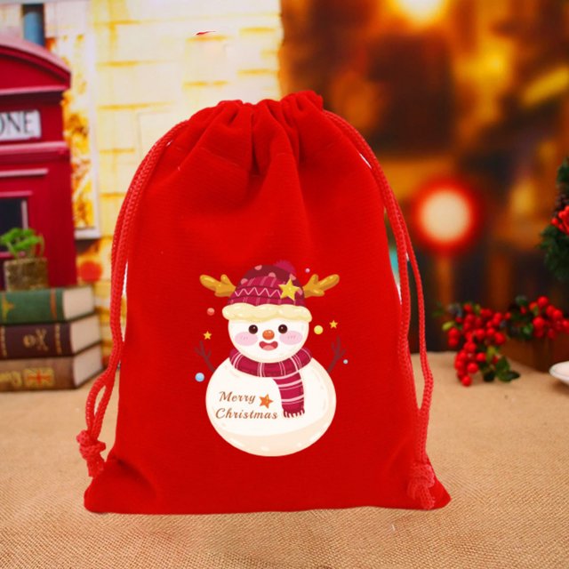 Meitianfacai Christmas Flannel Bag Christmas Apples Candy Packaging Bag Christmas Gift Bag Drawstring Bag Flannel Small Bag With Drawstring 7.87x5.91in