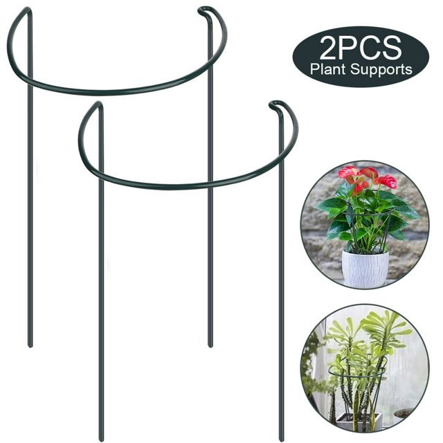 Mesase Semi-Circular 2 Pcs Iron Plant Support Ring Cage Garden Border Hoop