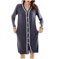 thumbnail image 2 of RXIRUCGD Womens Solid Color Cardigan Large Size Home Robe Can Be Worn As An Outerwear Medium Long Bathrobe Home Clothes( Gray, Size:XL ), 2 of 9