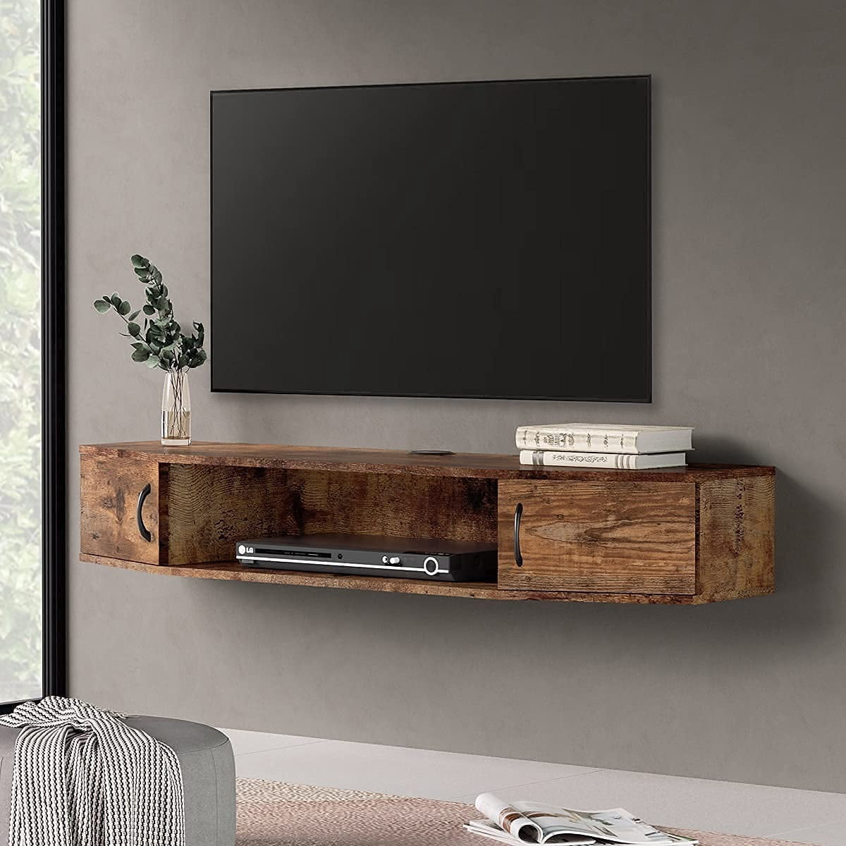 FITUEYES Floating TV Stands Entertainment Center Wall Mount Shelves Media Console Storage Shelf with Doors