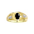 thumbnail image 1 of RYLOS Men's Rings Yellow Gold Plated Silver Rings Classic Designer Style 8X6MM Gemstone & Diamond Ring Cabochon Onyx October Birthstone Rings For Men Size 9, 1 of 7