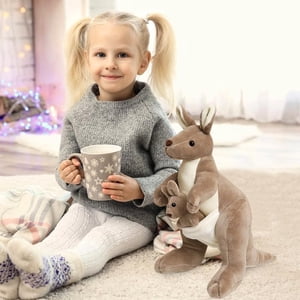 Staron Kangaroo Plush Jouet sous $5! Poupée d'animaux avec bébé pour enfants, douce animal farcie pour les enfants