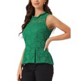 thumbnail image 4 of INSPIRE CHIC Haut Péplum Sans Manches en Dentelle Florale pour Femme à Encolure Volantée, Dos Goutte d'Eau, Vert Gazon, TG, 4 of 5