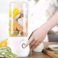 thumbnail image 4 of Baby Food Blender Portable USB Rechargeable Personal Juicer Cup with 6 Stainless Steel Blades, 3.35 in x 3.35 in x 8.27 in, BPA-Free Borosilicate Glass Cup, 4 of 7