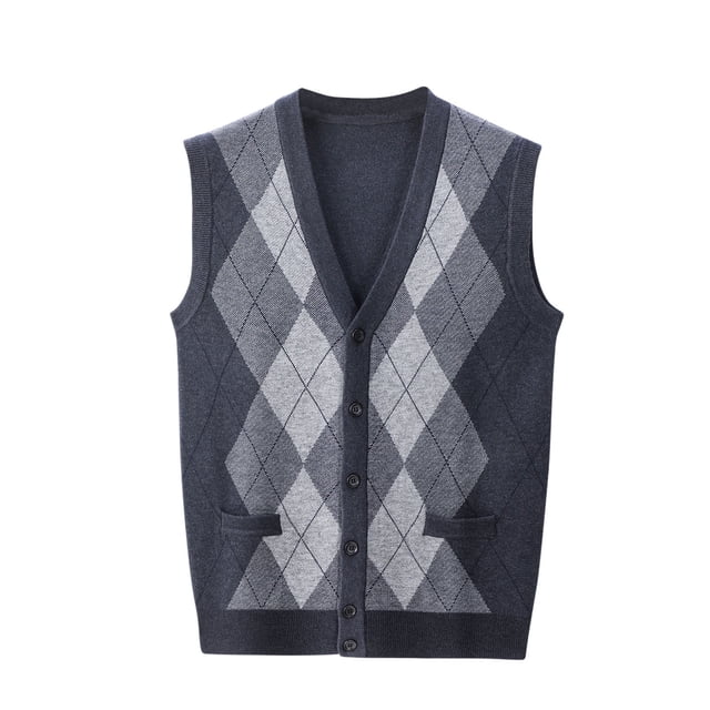 RKSTN Mens Sweater Vest Wool Blend Color Block Fashionable Sleeveless V Neck Button Up Cardigan Knit Sweater Minimalist Cardigan Spring Fall Versatile Coat Outfits