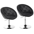 thumbnail image 1 of Patiojoy Ensemble de 2 Tabourets de Bar Pivotants Modernes Hauteur Réglable Dossier Rond Capitonné Chaise d'Appoint Noir, 1 of 9