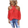 thumbnail image 1 of Pompotops Chemise à Manches Longues Unie Sans Dos pour Femmes, Mode, Décontractée, Sans Bretelles, Hauts pour Femmes en Solde, 1 of 6