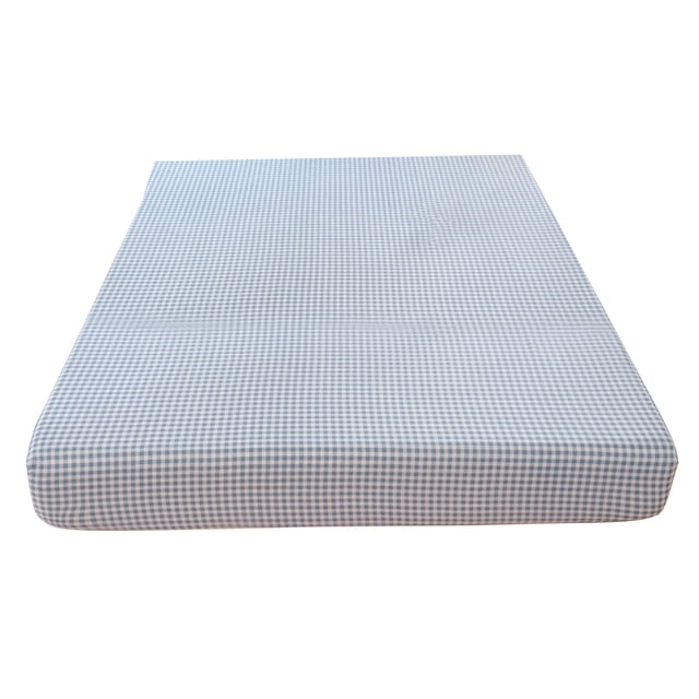 Light Color Checkered Polyester Bed Sheet 59.06x78.74in Skin-Friendly Machine Washable Twin Bed Cover Elastic Corners (Light Blue)
