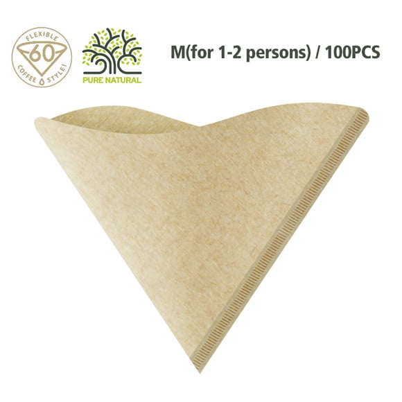 Yeacher 100pcs/set V-Shape Drip Paper Wooden Organic Coffee Powder Filter Paper Drip Coffee Pot Filter