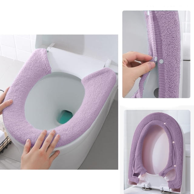 Birdeem Housse de Siège de Toilette Salle de Bain Douce Plus Épaisse Réchauffeur avec Boutons-Pression Tissu Extensible Lavable Housses de Siège de Toilette Réutilisables Installation Facile Nettoyage