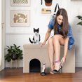 thumbnail image 3 of Costway Cat Litter Box Enclosure Hidden Furniture Cat Washroom Shoe Storage Bench Beige, 3 of 10