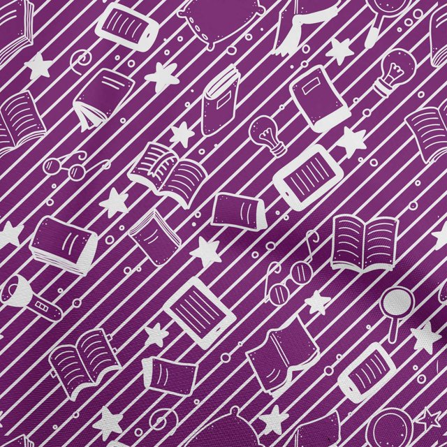 oneOone Silk Tabby Purple Fabric Kids Craft Projects Decor Fabric Printed By The Yard 42 Inch Wide